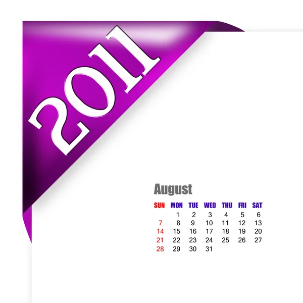 Αύγουστο του 2011 ημερολόγιο — Φωτογραφία Αρχείου