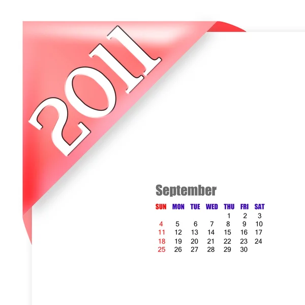 Wrzesień 2011 Kalendarz — Zdjęcie stockowe