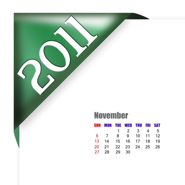 Ημερολόγιο Νοεμβρίου Του 2011 — Φωτογραφία Αρχείου