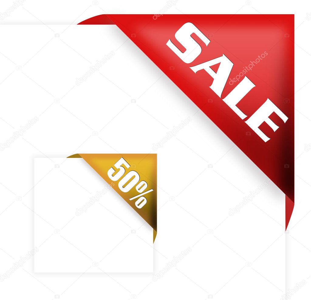Red corner ribbon with sale sign