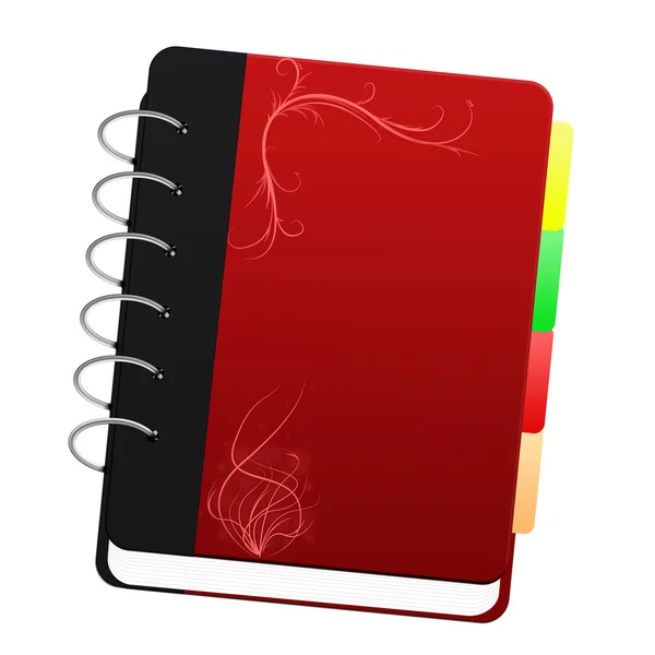 Un cuaderno rojo con etiquetas — Foto de Stock