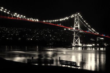 Night scene of Lions Gate in BC Canada. clipart