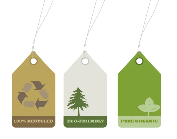 Etiquetas ecológicas e de reciclagem para design ambiental — Fotografia de Stock