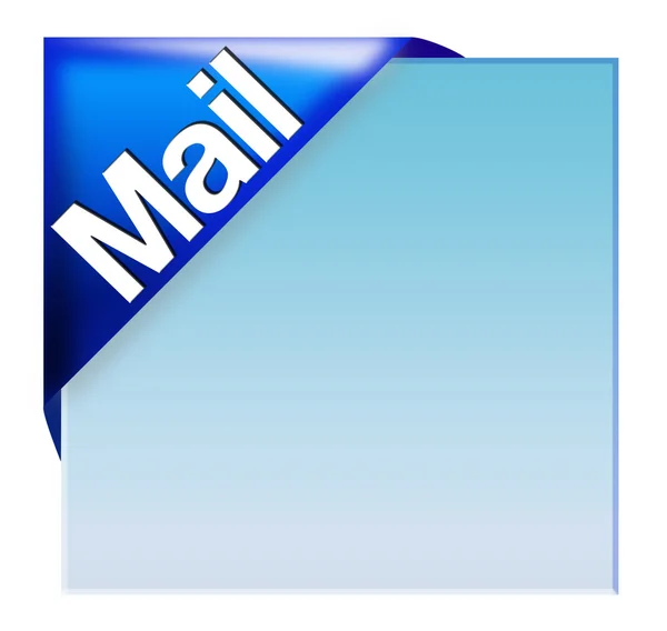 Κορδέλα μπλε γωνία με ταχυδρομείο σημάδι — Φωτογραφία Αρχείου