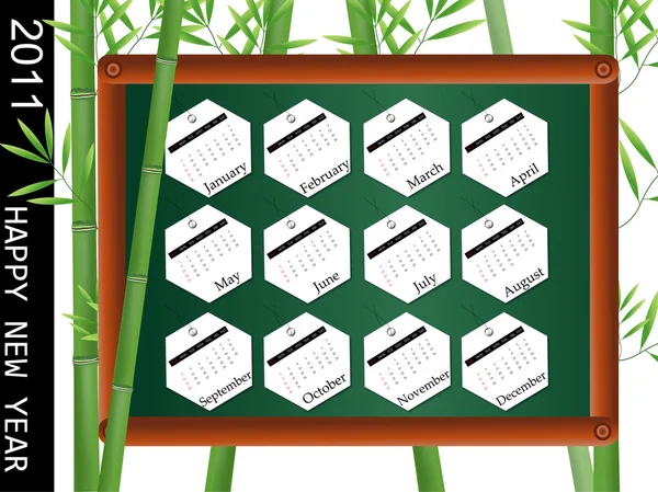 2011 New Year Calendar Bamboo Blackboard Deisgin — Stock Photo, Image