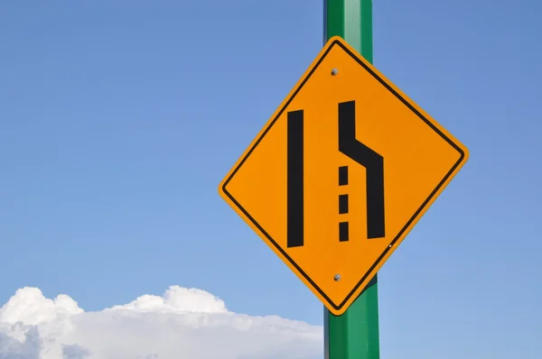 Road Narrows Sign — Stock Photo, Image