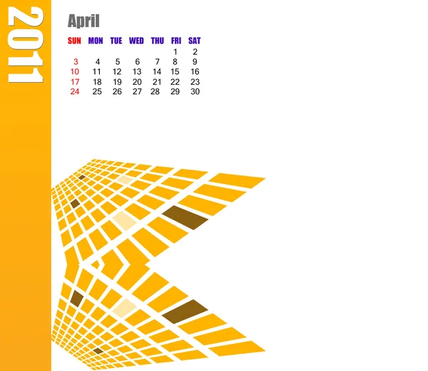 Kalendarz Kwiecień 2011 — Zdjęcie stockowe