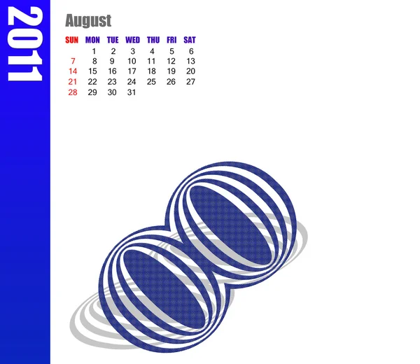 8 月的 2011 年日历 — 图库照片