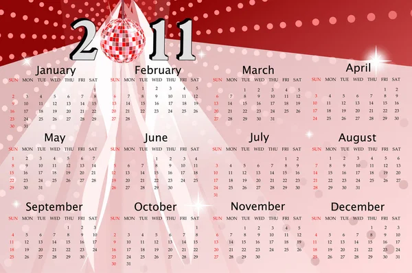 Календар 2011 Дизайну Диско Кулі — стокове фото