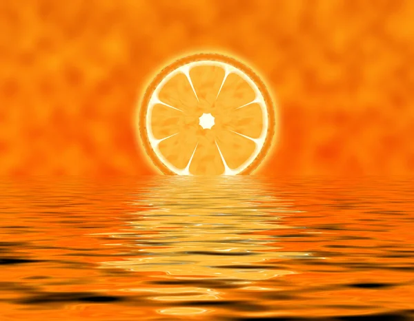 水に沈む抽象スライス オレンジ — ストック写真
