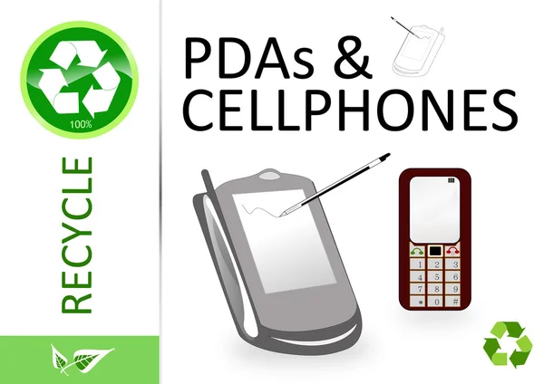 Gelieve Recyclen Pda Mobiele Telefoons — Stockfoto