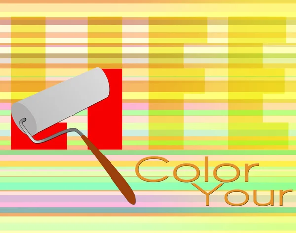 Χρώμα σας ζωή αφίσα με κυλινδρικό χρωστήρα — Φωτογραφία Αρχείου