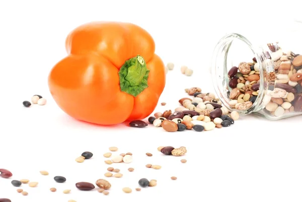 stock image Orange pepper and cooking beans