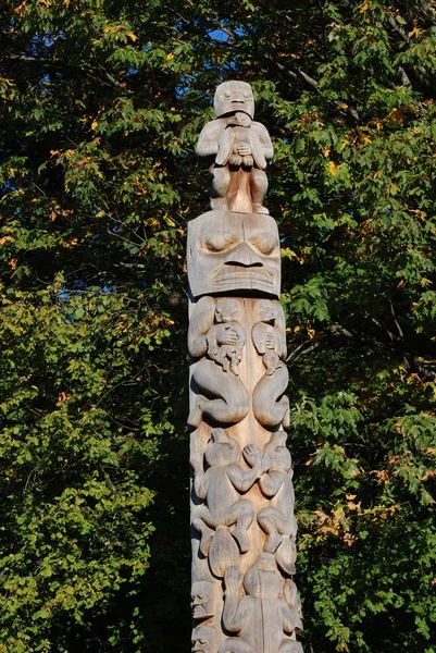 stock image Indian painted totem poles