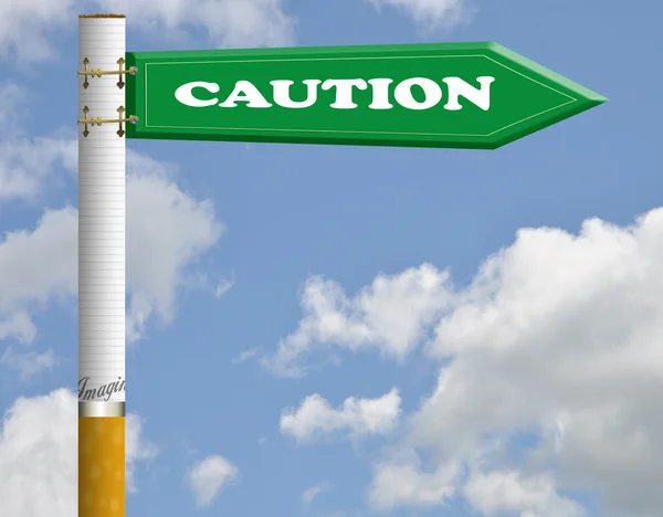 Caution cigarette road sign — Stock Photo, Image