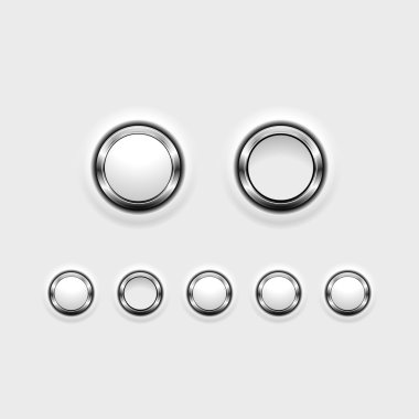 Set of chrome effect buttons showing on/off positions. clipart