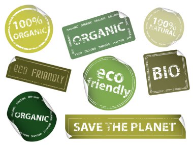 Set of eco-friendly labels. Available in both jpeg and eps8 formats. clipart