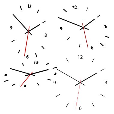 Set of 4 clocks. Available in jpeg and eps8 formats. clipart