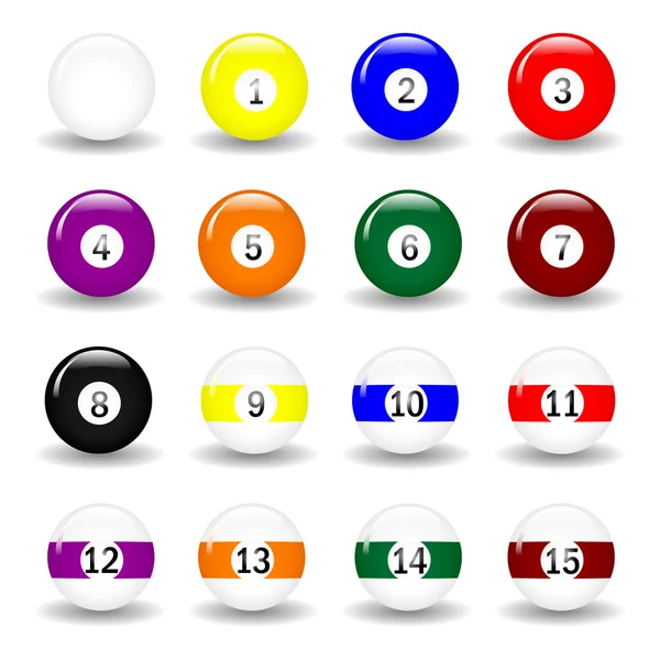 Isolated colored pool balls. Numbers 1 to 15 and zero ball. Vector ...