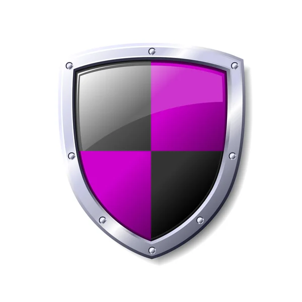 Escudo púrpura y negro — Vector de stock