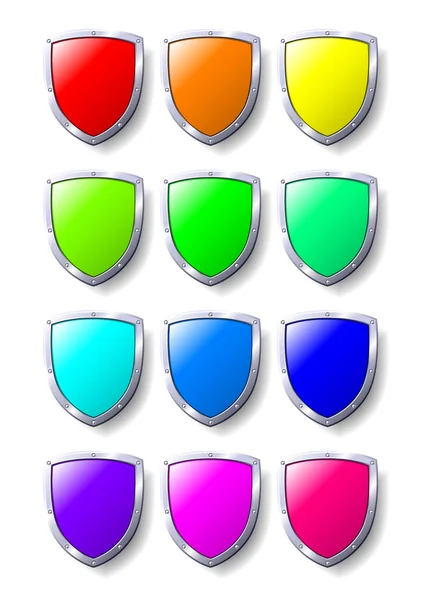 Set Coloured Shields Available Jpeg Eps8 Formats — Stock Vector