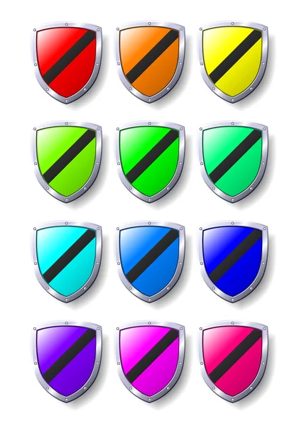 Boucliers colorés — Image vectorielle