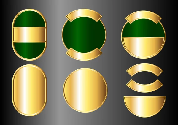 Uppsättning Grön Och Guld Emblem Finns Formaten Jpeg Och Eps8 — Stock vektor