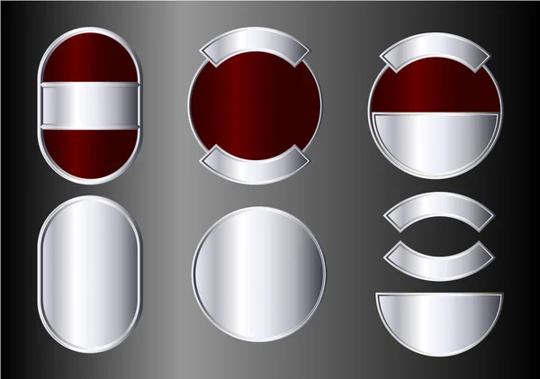 Ensemble d'insignes rouges et argentés — Image vectorielle