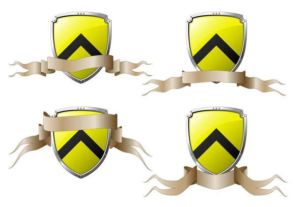 Conjunto de escudos con pancartas — Vector de stock