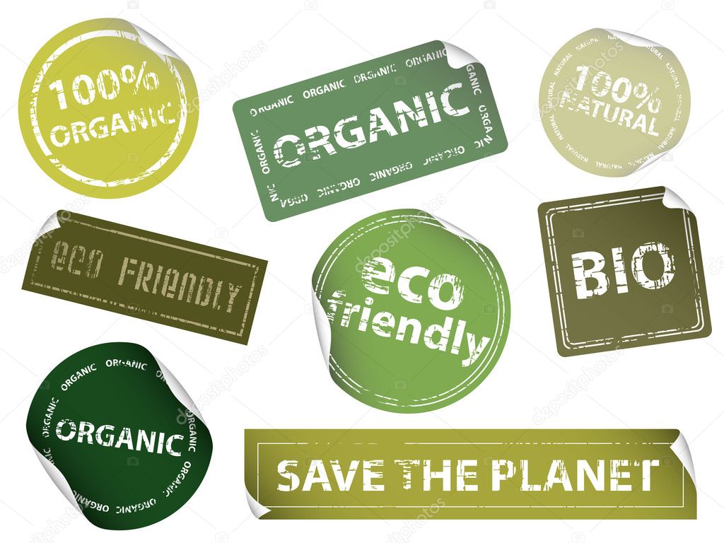 Set of eco-friendly labels. Available in both jpeg and eps8 formats.