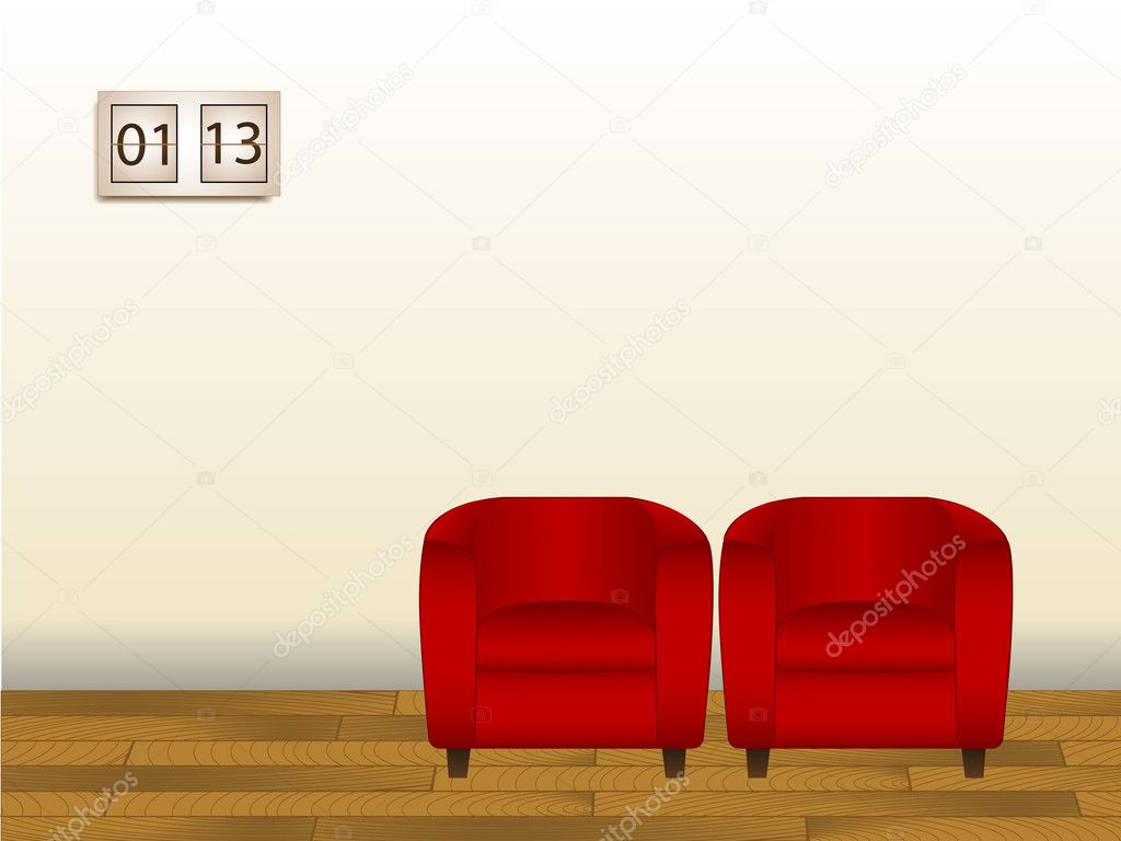 Illustration of 2 chairs in a waiting room. Available in jpeg and eps8 formats.