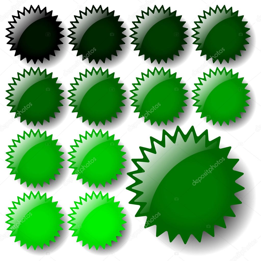 Set of green star icons. Available in jpeg and eps8 formats.