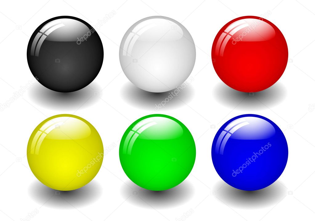 Set of six coloured balls. Available in jpeg and eps8 formats.
