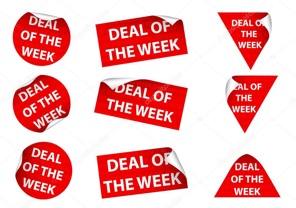Set of 9 Deal Of The Week labels. Available in jpeg and eps8 formats.