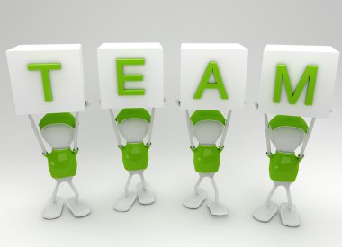 Team players working together side by side clipart