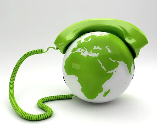 Grön telefon — Stockfoto
