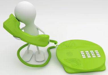 Talking on the phone. 3d render concept in green clipart