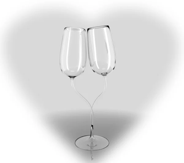 Dwa kieliszki do szampana w miłości — Zdjęcie stockowe