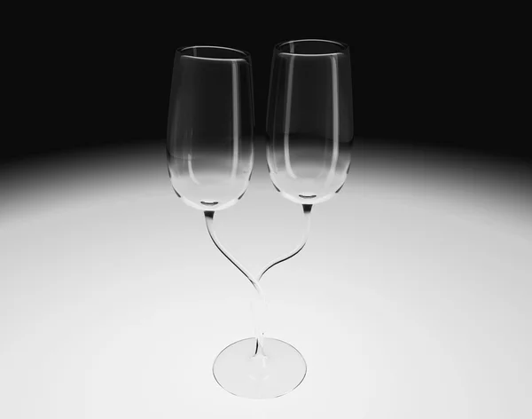 在爱中两个香槟杯 — 图库照片