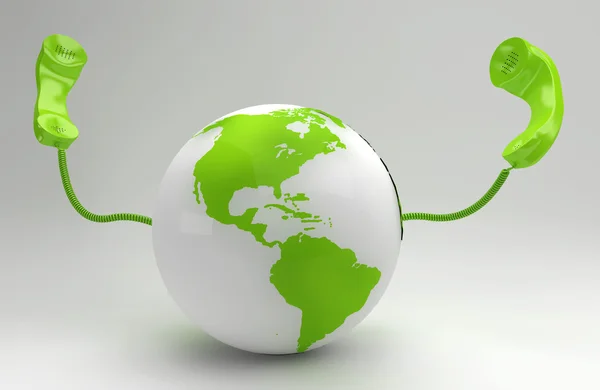 Concepto Global Telecomunicaciones Con Planeta Verde —  Fotos de Stock