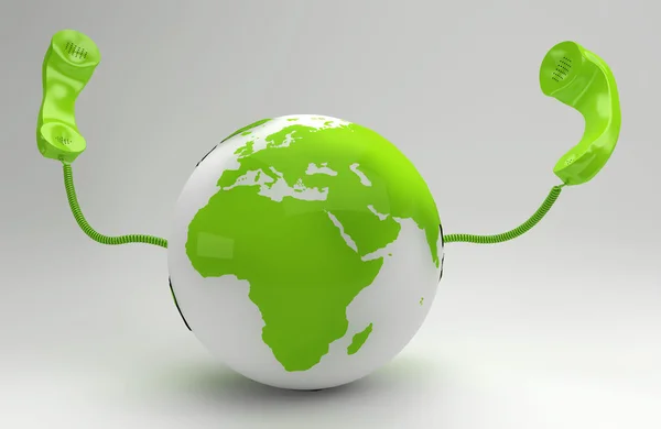 Een Wereldwijde Telecommunicatie Concept Met Groene Planeet — Stockfoto