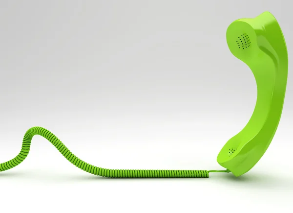 Grön Fast Telefon Isolerad Vit Bakgrund — Stockfoto