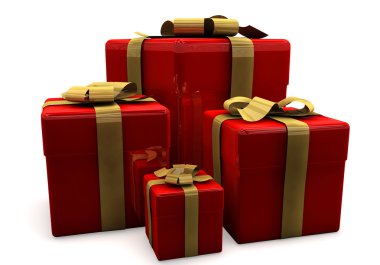 3D rendered holiday gifts isolated on white. Celebrations concepts. clipart