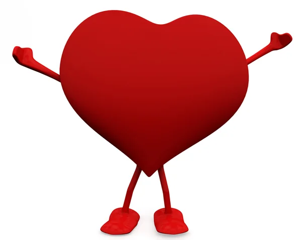 Personagem Coração Livre Feliz Conceitos Amor — Fotografia de Stock