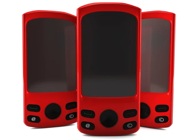 Una Representación Los Teléfonos Celulares Rojos Aislados Blanco —  Fotos de Stock