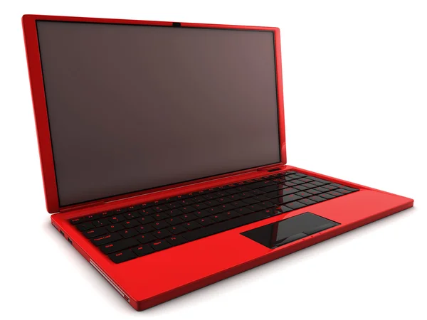 Ein Rendering Eines Roten Laptops Isoliert Auf Weiß — Stockfoto
