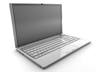 boş bir ekran ile izole laptop ayrıntılı Beyaz 3d render
