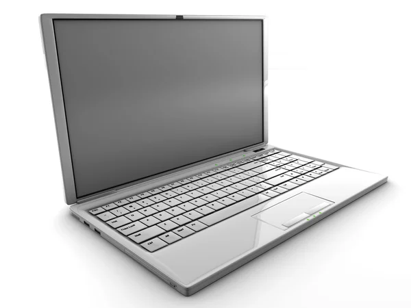 Boş Bir Ekran Ile Izole Laptop Ayrıntılı Beyaz Render — Stok fotoğraf