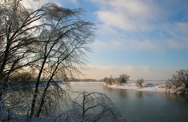 Vintern Snöiga Solnedgång Coutry Nära Moskva — Stockfoto