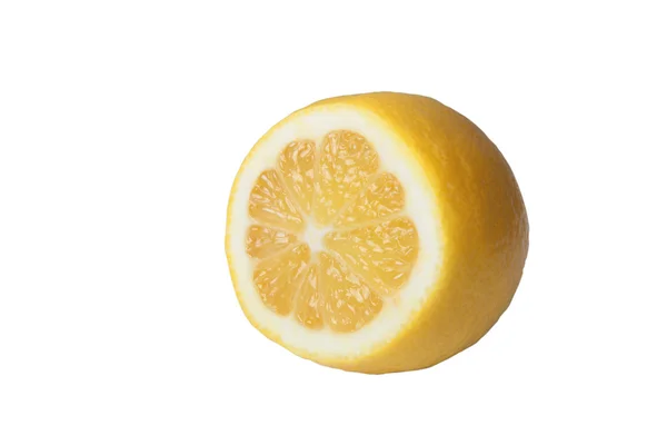 Einzelner Querschnitt Der Zitrone — Stockfoto